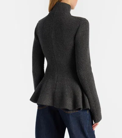 Alaïa Wool And Cashmere Cardigan In Gray