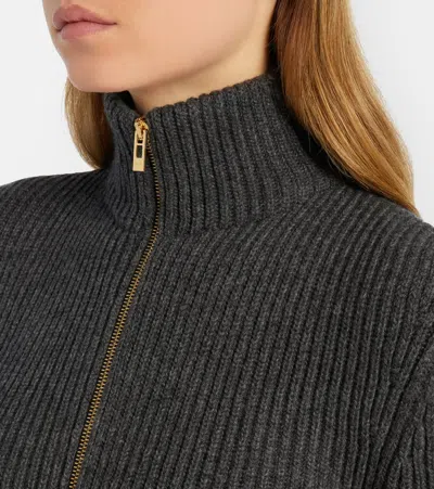 Alaïa Wool And Cashmere Cardigan In Gray