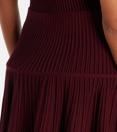 Alaïa Ribbed-knit Wool-blend Miniskirt In Burgundy