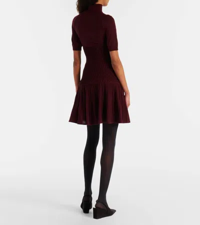 Alaïa Ribbed-knit Wool-blend Miniskirt In Burgundy