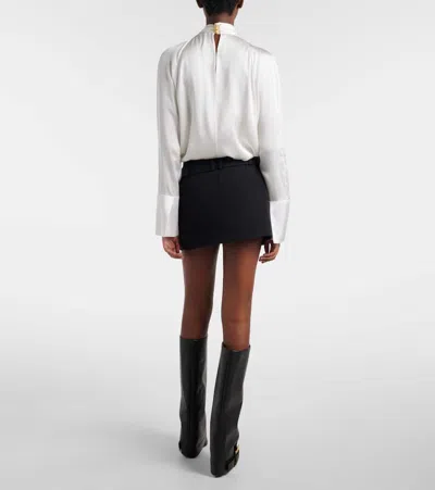 Balmain Virgin Wool Grain De Poudre Miniskirt In Black