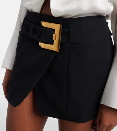 Balmain Virgin Wool Grain De Poudre Miniskirt In Black