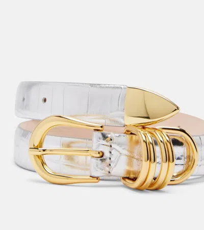 Dehanche Déhanche Hollyhock Croc-effect Mirrored Leather Belt In Silver
