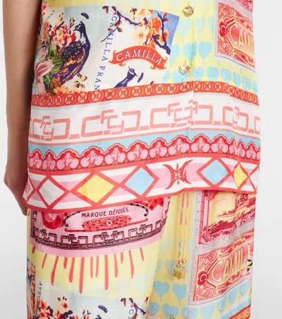 Camilla Collage Kingdom Silk Bowling Shirt In Multi