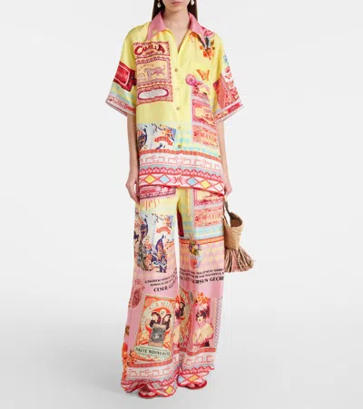 Camilla Printed Silk Wide-leg Pants In Multi