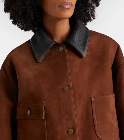Prada Leather-trimmed Suede Field Jacket In Brown