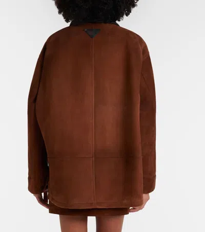 Prada Leather-trimmed Suede Field Jacket In Brown
