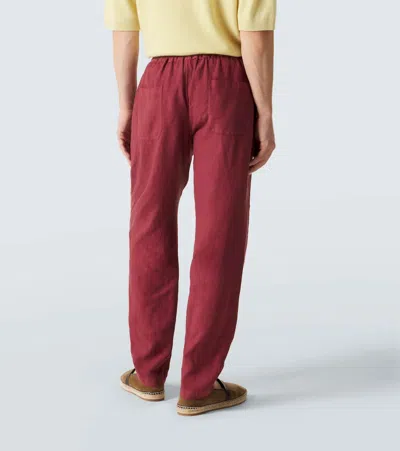 Fedeli Linen Tapered Pants In Red