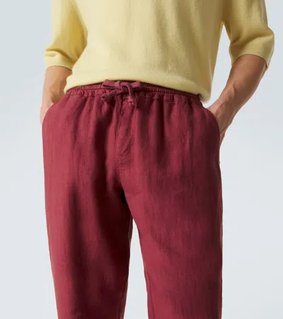 Fedeli Linen Tapered Pants In Red
