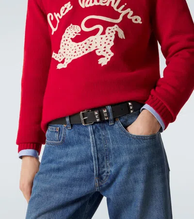 Valentino Rockstud Leather Belt In Black