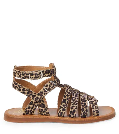 Pom D'api Plagette Gladiator Suede Sandals In Brown