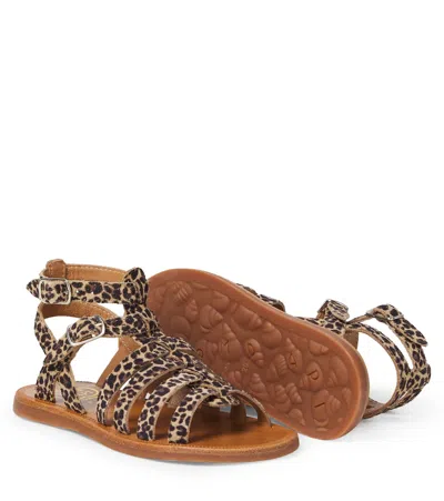 Pom D'api Plagette Gladiator Suede Sandals In Brown