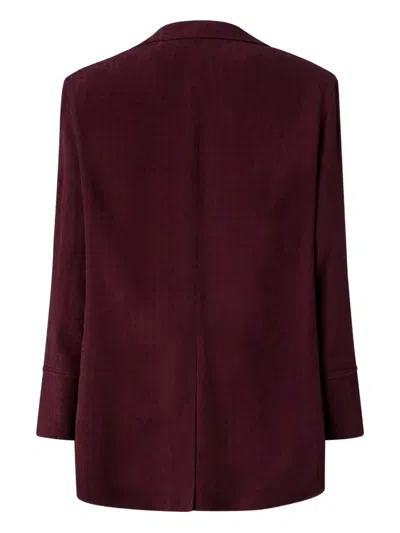 Pinko Double-breasted Patterned Jacket In Burgundy