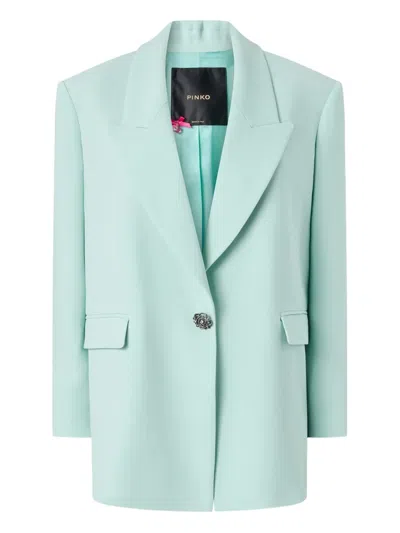 Pinko Green Solid Peak Lapel Blazer In Green