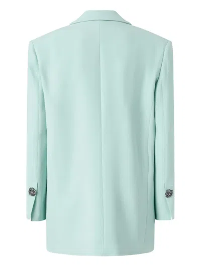 Pinko Green Solid Peak Lapel Blazer In Green