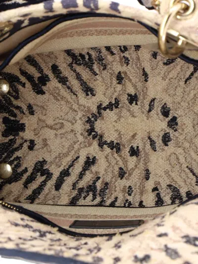 Pre-owned Dior Lady D-lite Bag Embroidered Canvas Medium Satchel In Multi