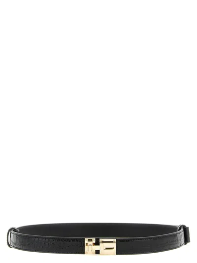 Tom Ford Croc Embossed T Shape Adjustable Belt In Black