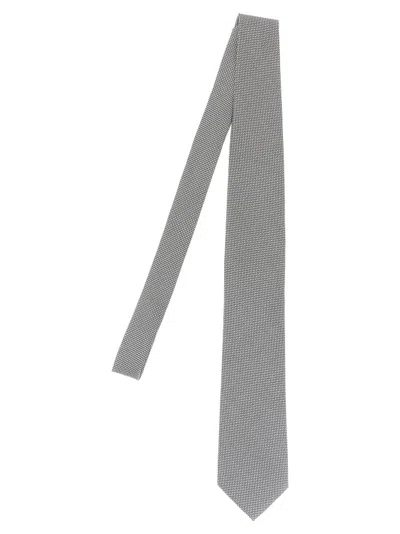 Tom Ford Silver Jacquard Pattern Tie In Gray