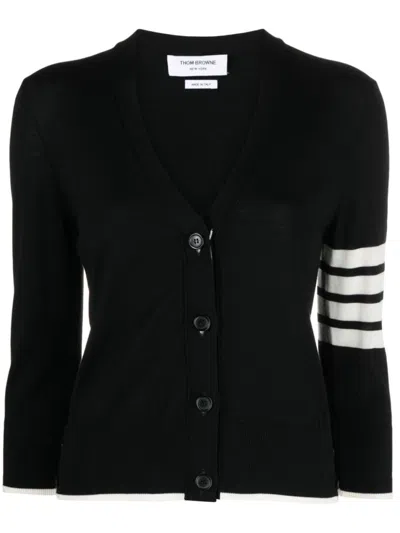 Thom Browne Black Wool Cardigan In Black