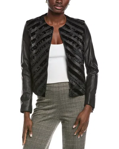 Akris Rosalie Silk-lined Leather Jacket In Black
