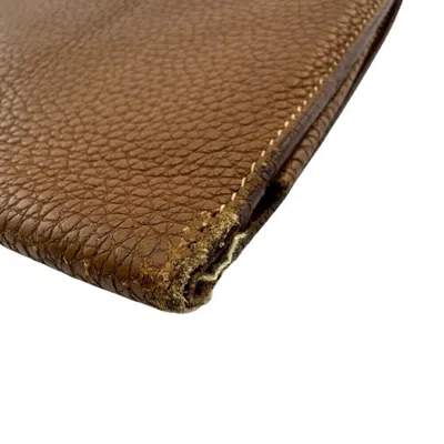 Pre-owned Hermes Brown Leather Long Wallet (bi-fold) ()