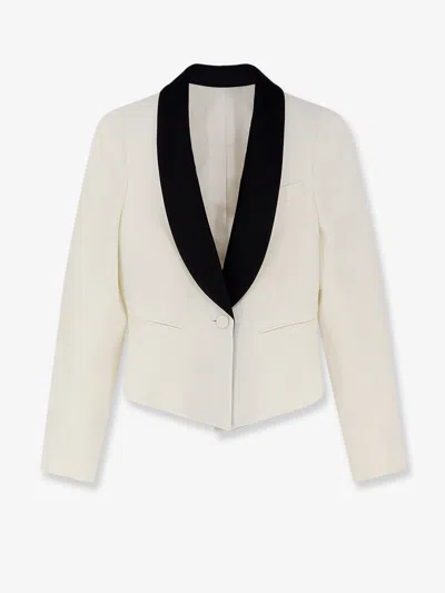 Alexander Mcqueen Women Wool Blazer With Satin Lapel In White