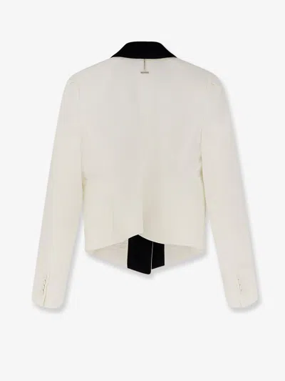 Alexander Mcqueen Women Wool Blazer With Satin Lapel In White