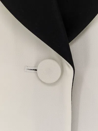 Alexander Mcqueen Women Wool Blazer With Satin Lapel In White