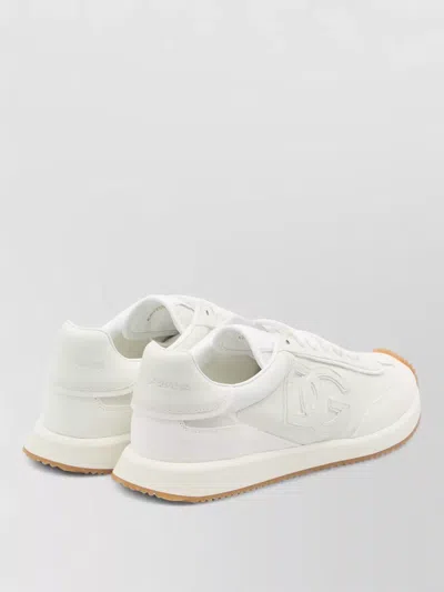 Dolce & Gabbana White Low Top Sneakers With Logo Patch On Tongue And Side In Leather Man In White
