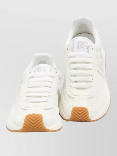Dolce & Gabbana White Low Top Sneakers With Logo Patch On Tongue And Side In Leather Man In White