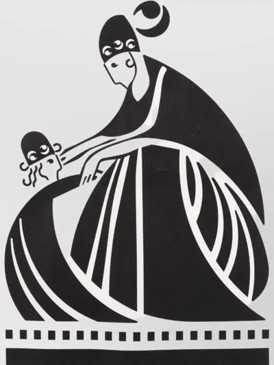 Lanvin Graphic Square Scarf Contrast Border Design In White