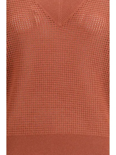 Brunello Cucinelli Multicolor Cashmere Cashmere Sweater In Red