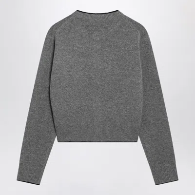Chloé Fitted Cardigan With Logo In Wool And Cashmere Knit In Gray