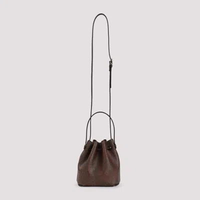 Etro Small Arnica Coated Canvas Bucket Bag In Brown