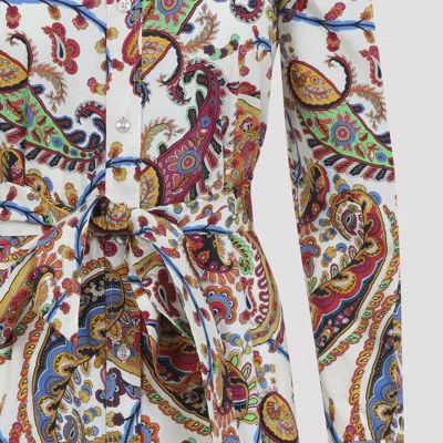 Etro Belted Paisley-print Cotton-voile Midi Shirt Dress In Multi