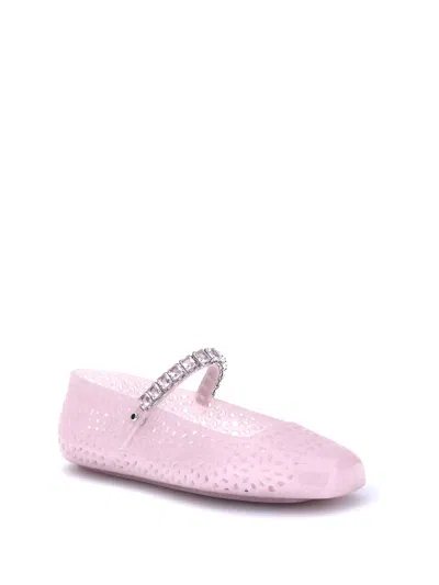 Jimmy Choo The Jelly Glitter Crystal-strap Ballerina Flats In Pink