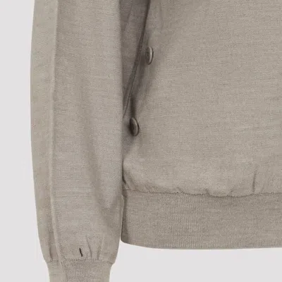 Lemaire Light Taupe Wool Relaxed Twisted Cardigan In Gray