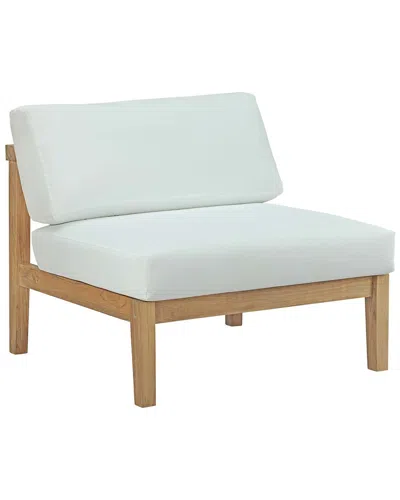 Modway Bayport Outdoor Patio Teak Armless Chair In White