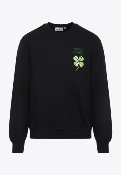 Carhartt Clover Embroidered Sweatshirt In Black
