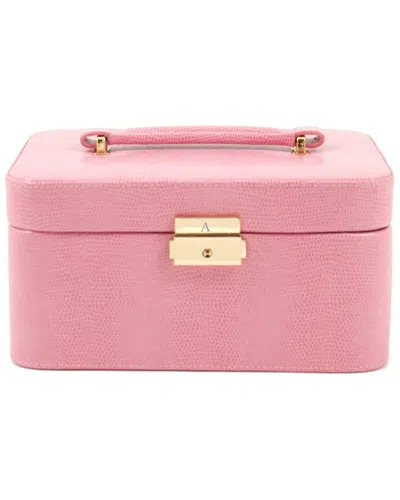 Bey-berk Monogrammed Lizard Leather Jewelry Box In Pink