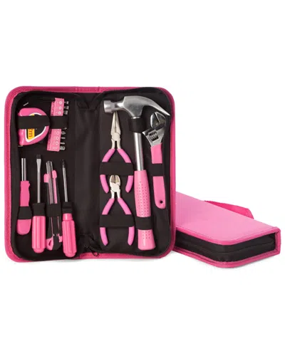 Bey-berk 20 Piece Lady's Tool Set In Zippered Canvas Case In Pink