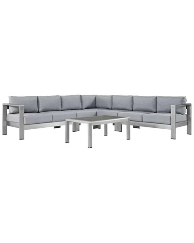 Modway Shore 5-piece Outdoor Patio Sectional Sofa Set In Gray