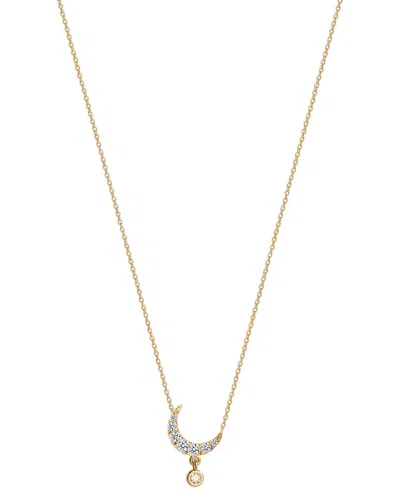 Gabi Rielle 14k Over Silver Cz Mini Moon Necklace In Gold