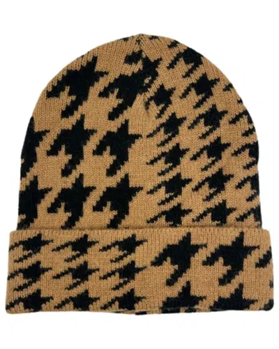 Marcus Adler Houndstooth Cuff Beanie In Brown