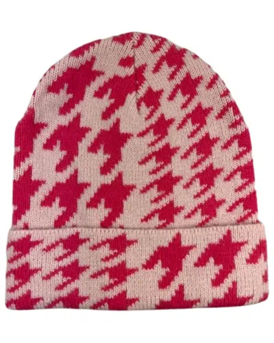 Marcus Adler Houndstooth Cuff Beanie In Red