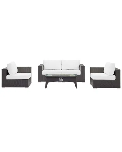 Modway Convene 5pc Set Outdoor Patio With Fire Pit In White