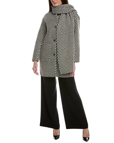 Ellen Tracy Bold Twill Coat In Black