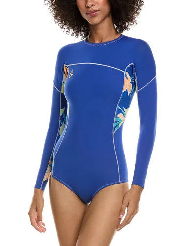 Volcom Floral Print Springsuit In Blue