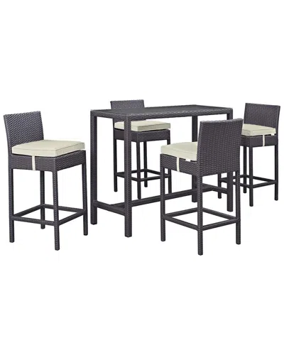 Modway Convene 5-piece Outdoor Patio Pub Set In White