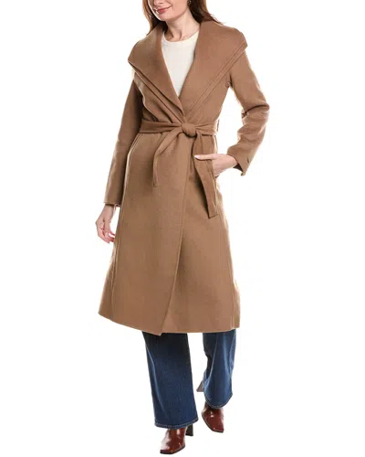 Tahari Elliot Wool-blend Wrap Coat In Brown